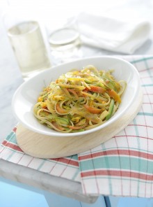 Linguine con fiori di zucca e bottarga