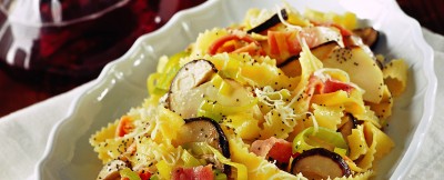 Ricetta pappardelle con porcini, prosciutto e provola foto
