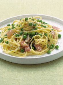 Pasta alla carbonara con prosciutto