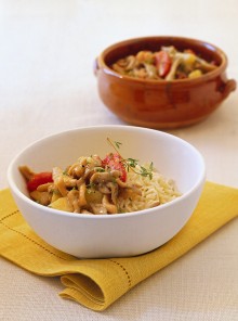 Pilaf con orecchiette, patate e pancetta