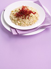 Risotto al Calvados con julienne di San Daniele croccante