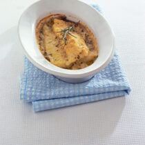 Baccalà al gratin con vino bianco