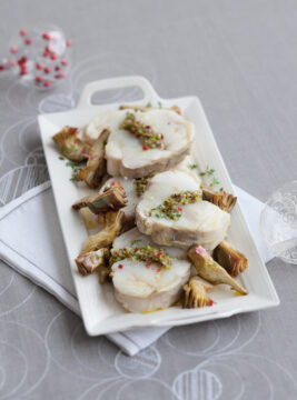 arrosto-di-rana-pescatrice-con-pistacchi-e-carciofi