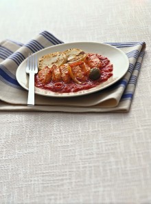 Il baccalà al pomodoro con crostini di polenta