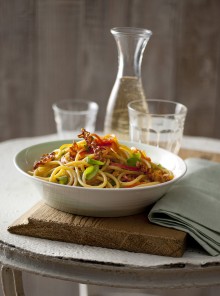 I bucatini con lardo e peperoni