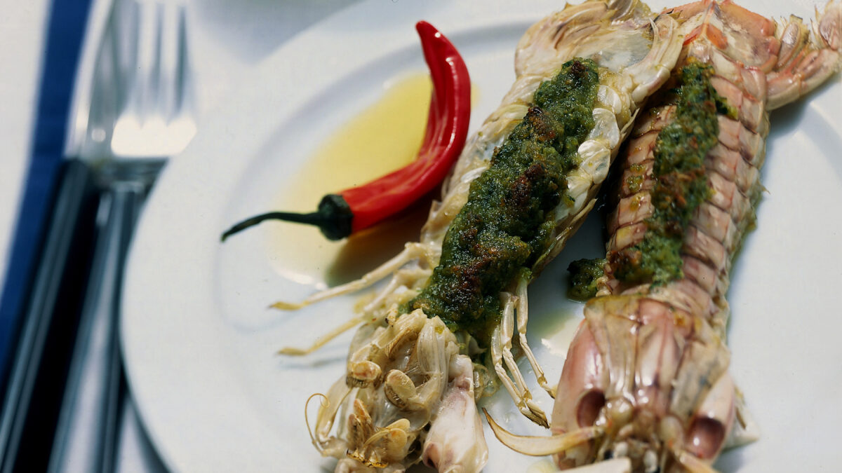 Canocchie ripiene con capperi e acciughe