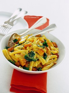 Le caserecce con zucca, spinacini e limone