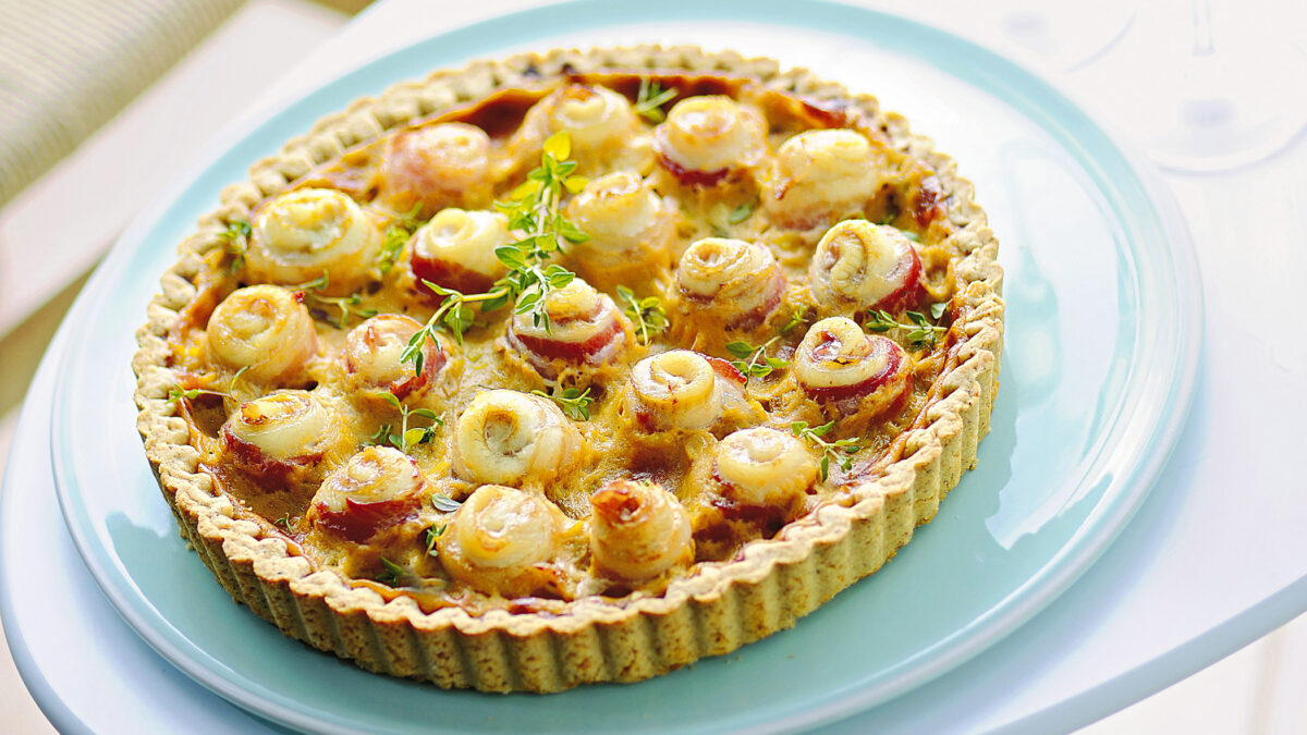 Crostata con sogliole al bacon