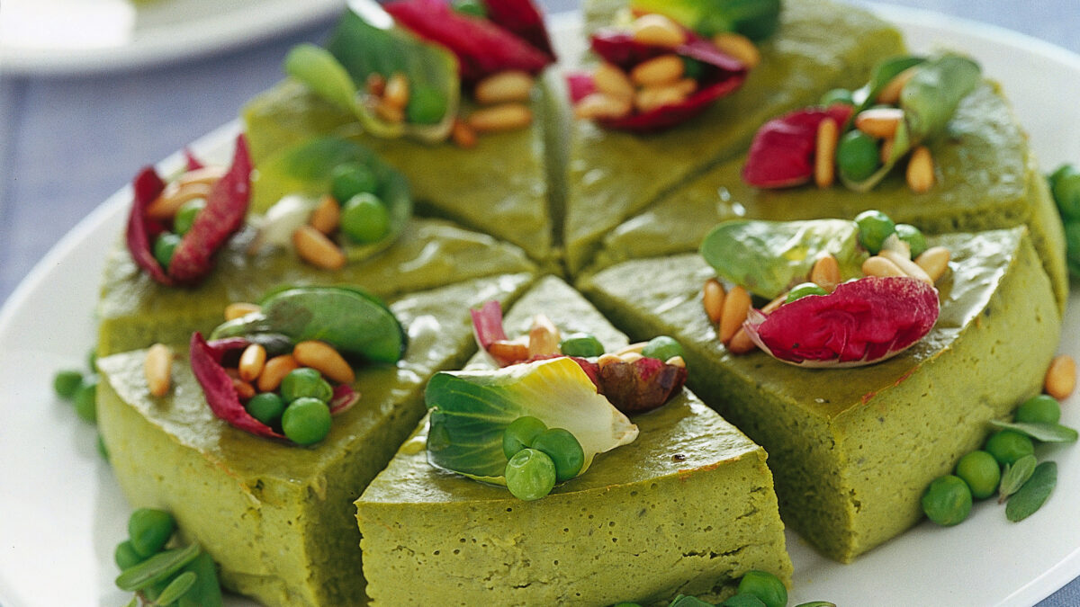Flan di piselli al profumo di maggiorana