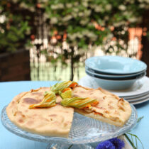 focaccia-allo-stracchino-con-fiori-di-zucca-e-acciughe ricetta