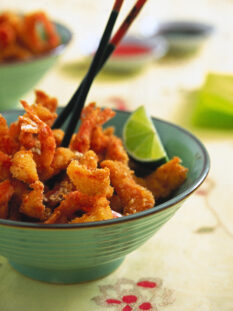 gamberi impanati e fritti con semi di sesamo