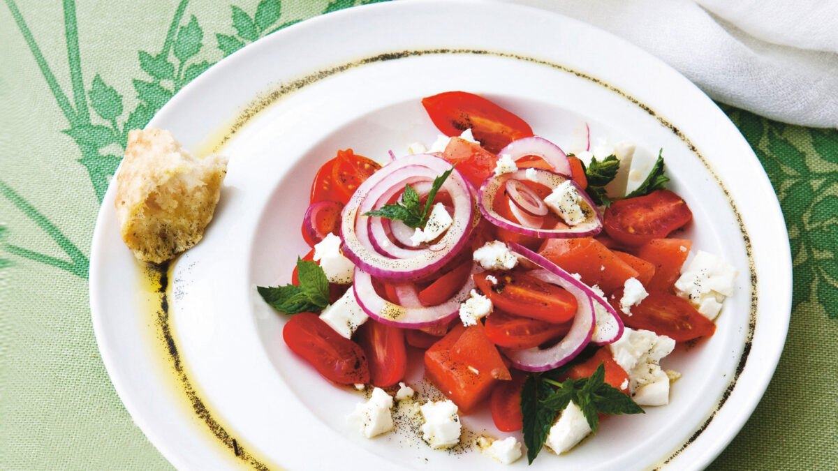 Insalata di pomodori e anguria al profumo di vaniglia