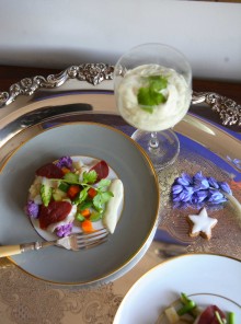 Insalata russa leggera con speck d'anatra