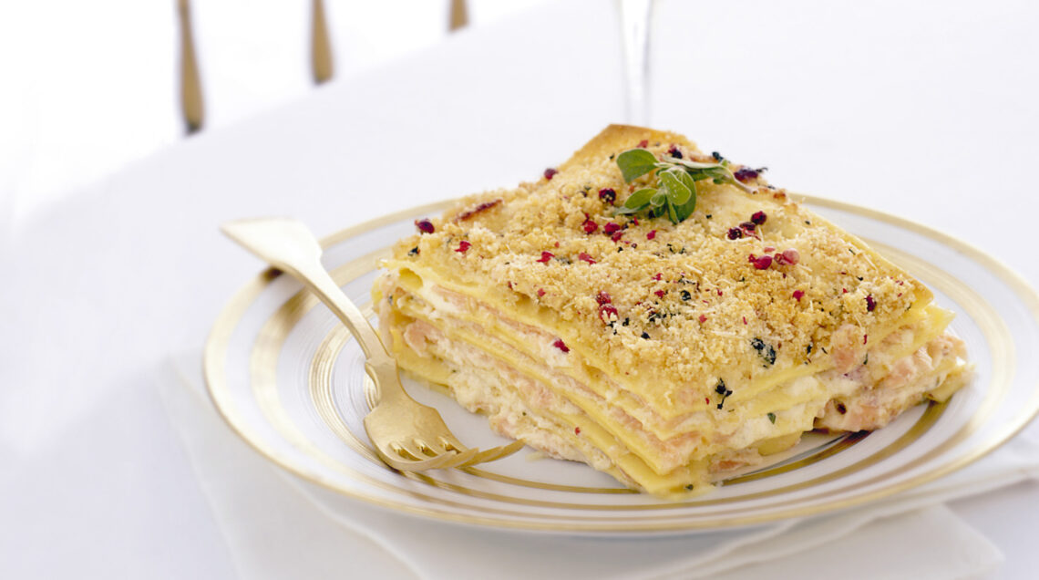 lasagne con carpaccio di salmone e robiola Sale&Pepe ricetta