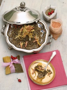 Lenticchie con cipolle fritte