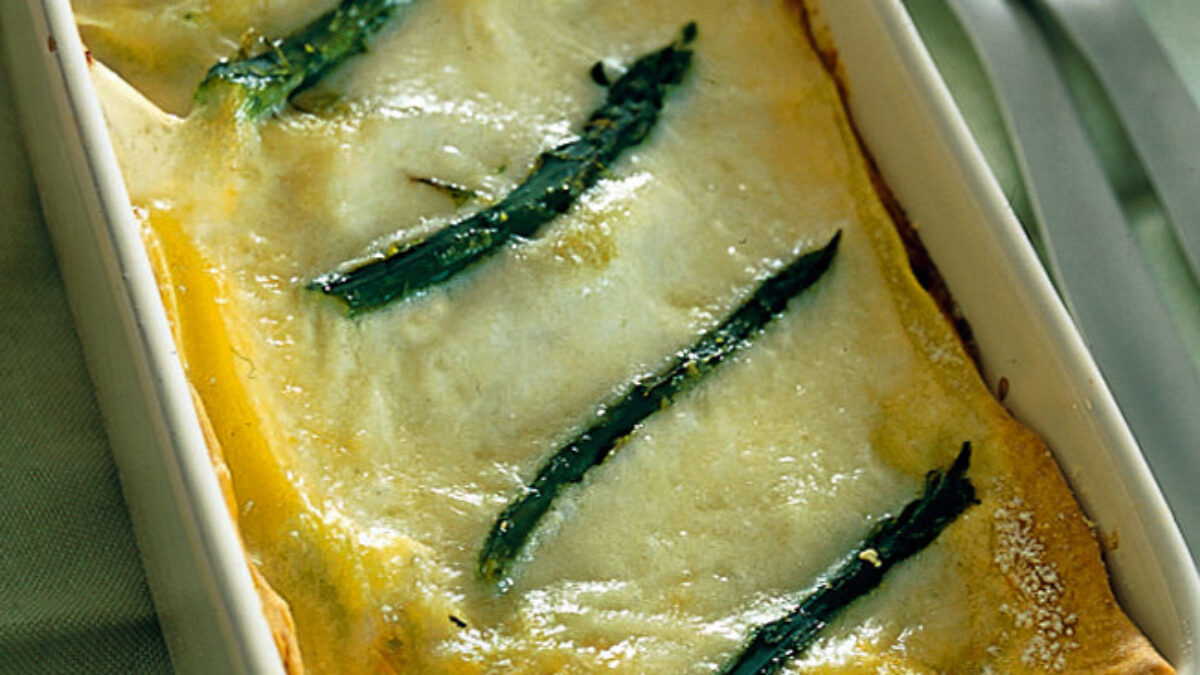 Millefoglie gratinata con asparagi e pancetta
