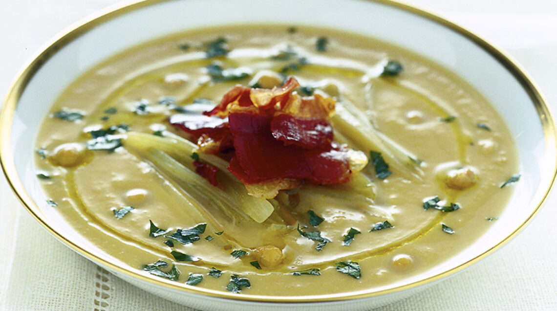 Minestra di ceci e cardi gobbi con jamon serrano