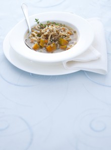 Minestra di gramigna e zucca al timo