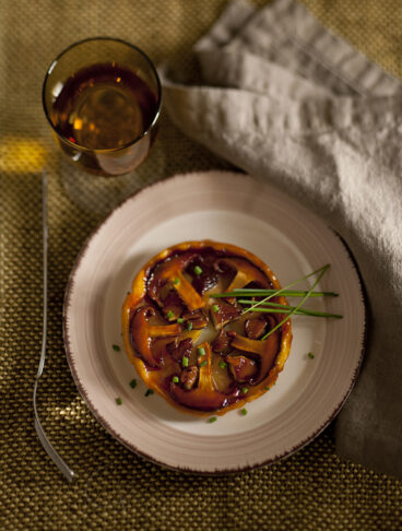 mini-tatin-agrodolce-di-shiitake-e-mortadella