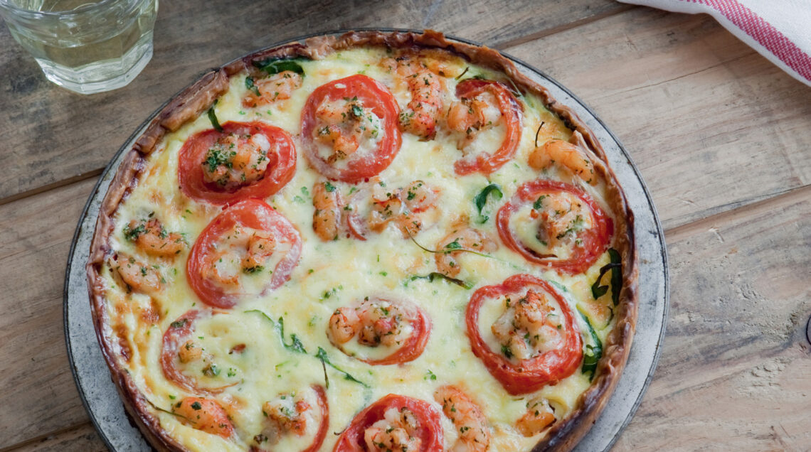 quiche-di-gamberi-rucola-e-pomodorini