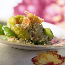 rose-di-cavolini-con-cuscus-e-salmone ricetta
