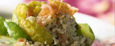rose-di-cavolini-con-cuscus-e-salmone ricetta