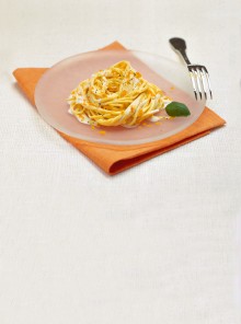 I tagliolini alla panna e basilico