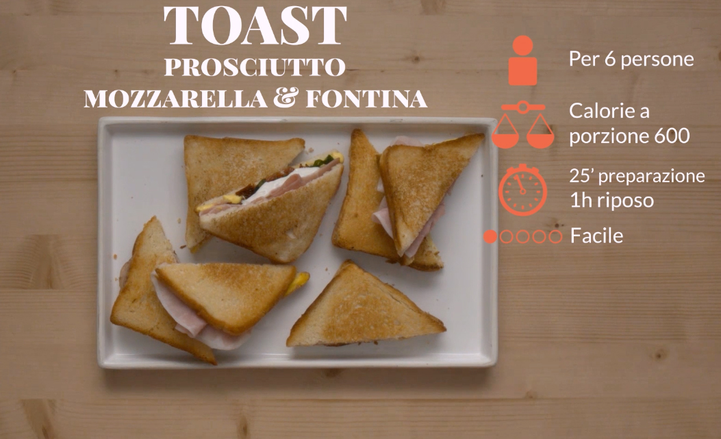 Video ricetta del toast con prosciutto, mozzarella e fontina