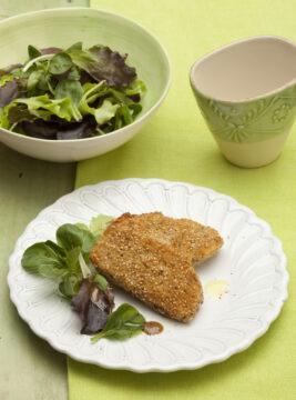 cotolette di sesamo con insalata