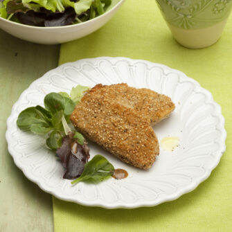 cotolette di sesamo con insalata