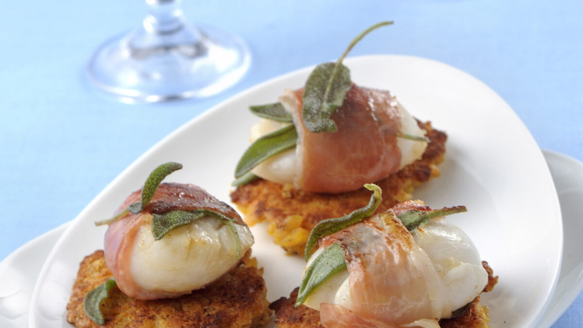 Rosti di lenticchie rosse con capesante