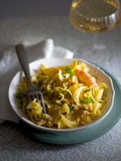 Nuvole con il pesto di mazzancolle e agrumi