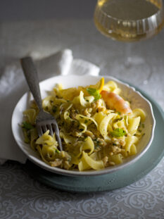 Nuvole con il pesto di mazzancolle e agrumi