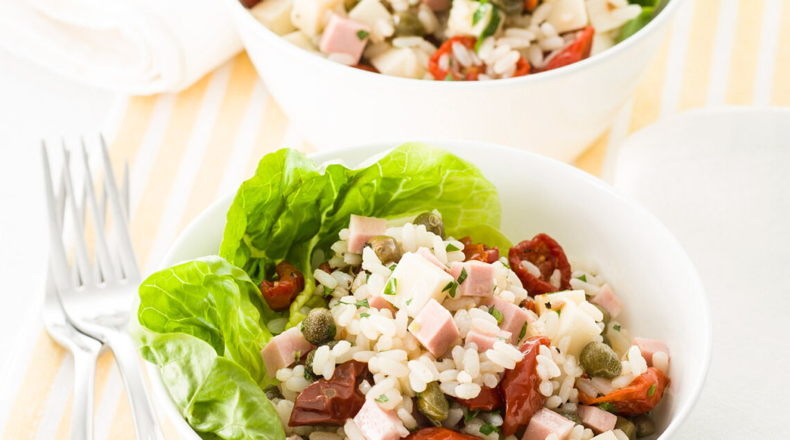 Insalata di riso con mortadella e provolone