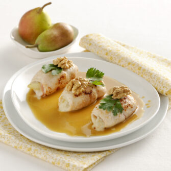 Involtini di pollo con pere, gorgonzola e noci