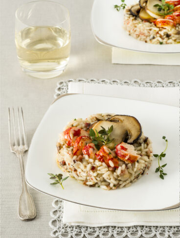 Risotto all'astice e funghi porcini