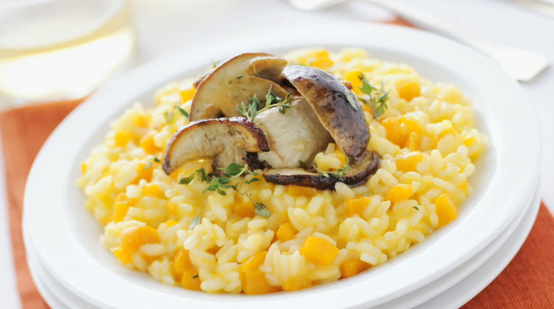 Risotto con zucca e porcini