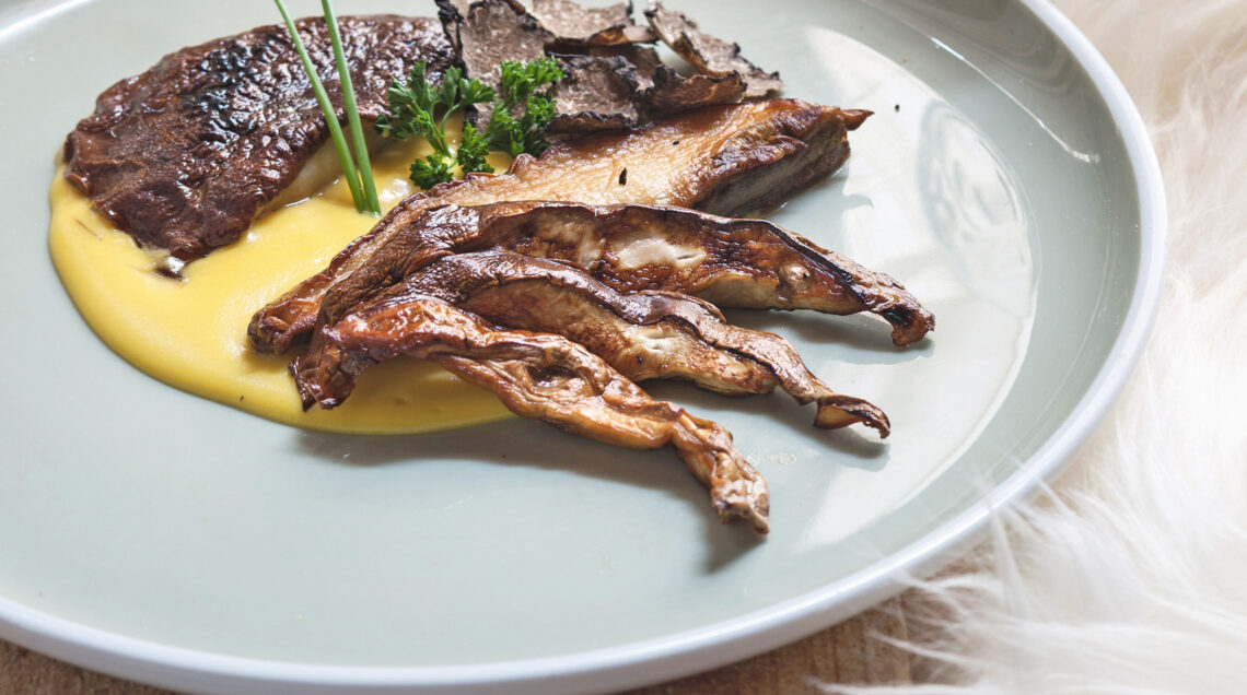 Teste di porcini con crema di formaggio