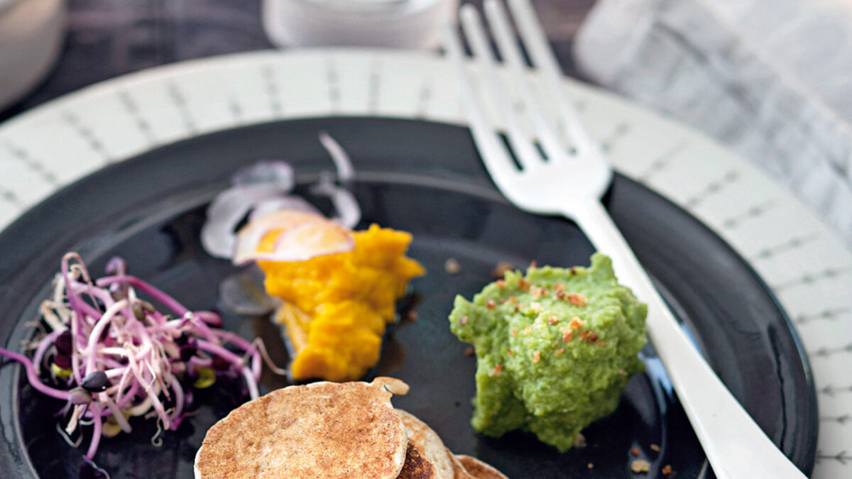 Mini blini con caviali di verdure
