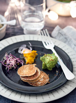 Mini blini e caviali di verdure