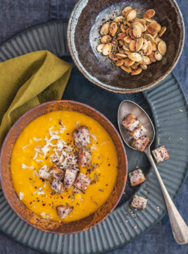 zuppa di riso e zucca con crostini Sale&Pepe ricetta