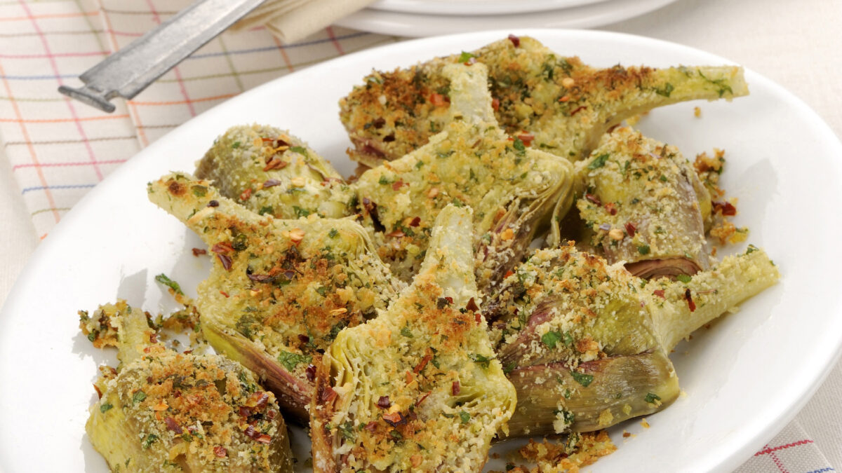 Carciofi al forno con panatura piccante