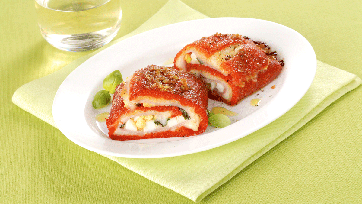Involtini di peperoni gratinati