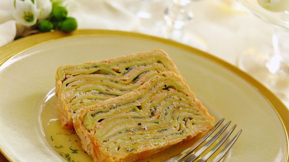 Terrina di lasagne e salmone fresco