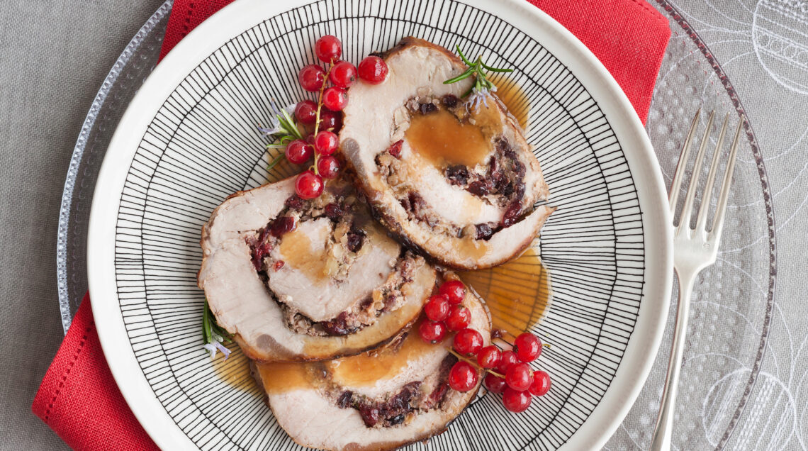 Arrosto di vitello con cranberries e noci