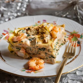 Lasagne con gamberi e carciofi