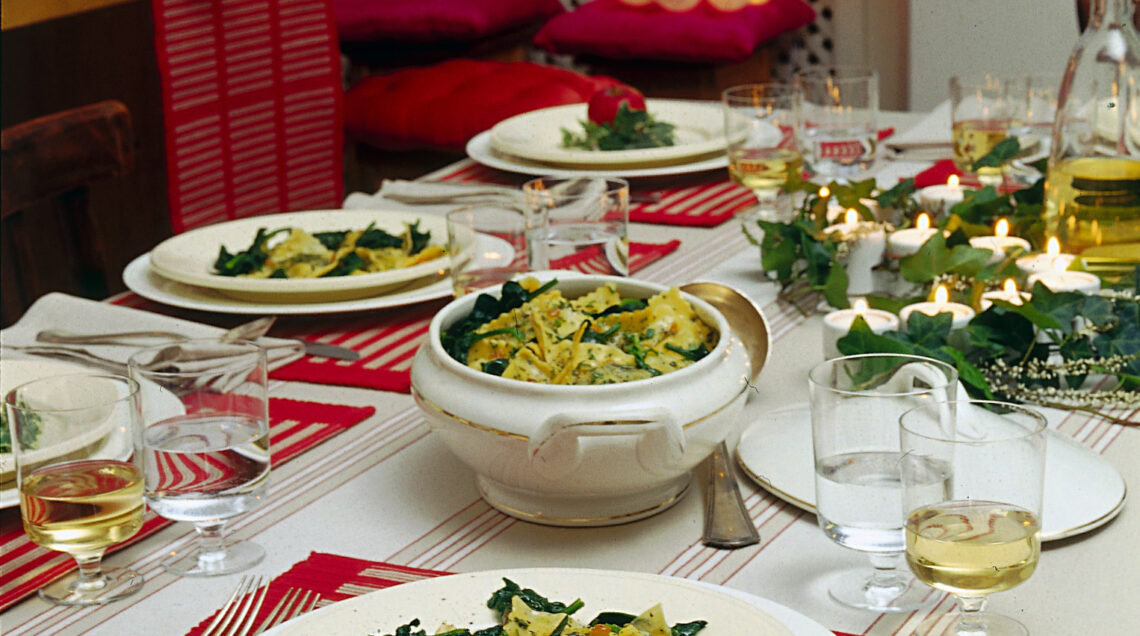 Ravioli di pesce con spinaci