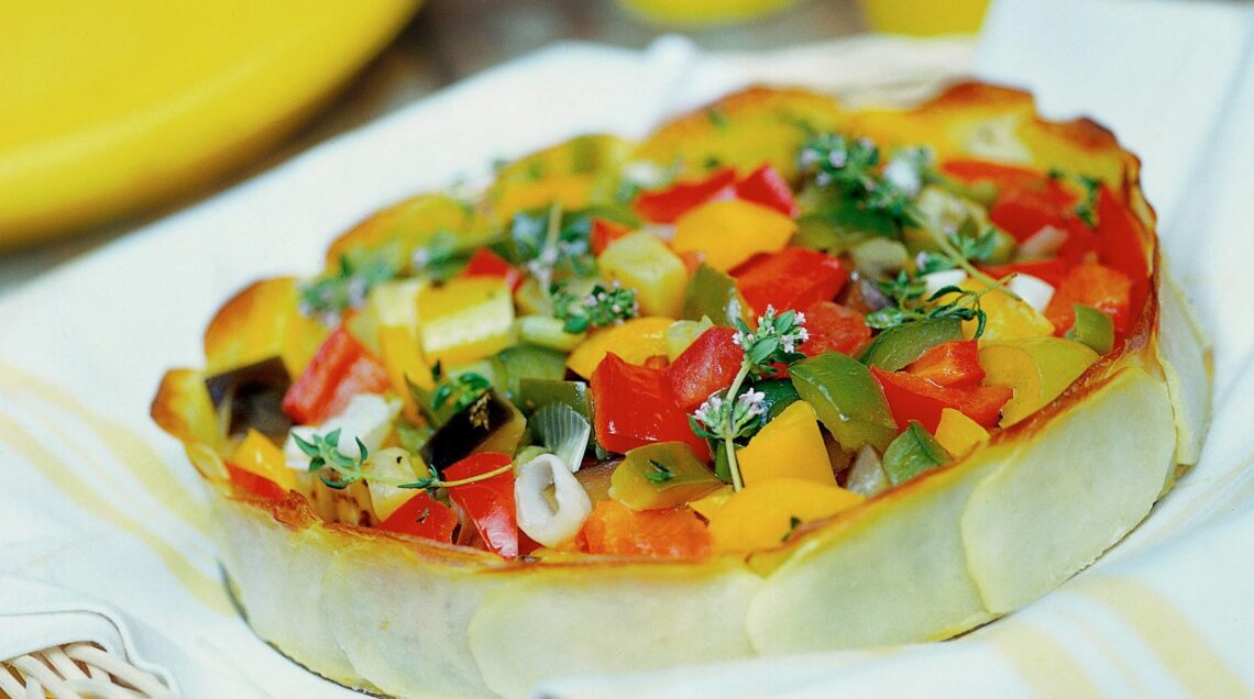 Ratatouille agrodolce nel guscio di patate