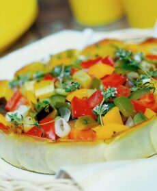 Ratatouille agrodolce nel guscio di patate