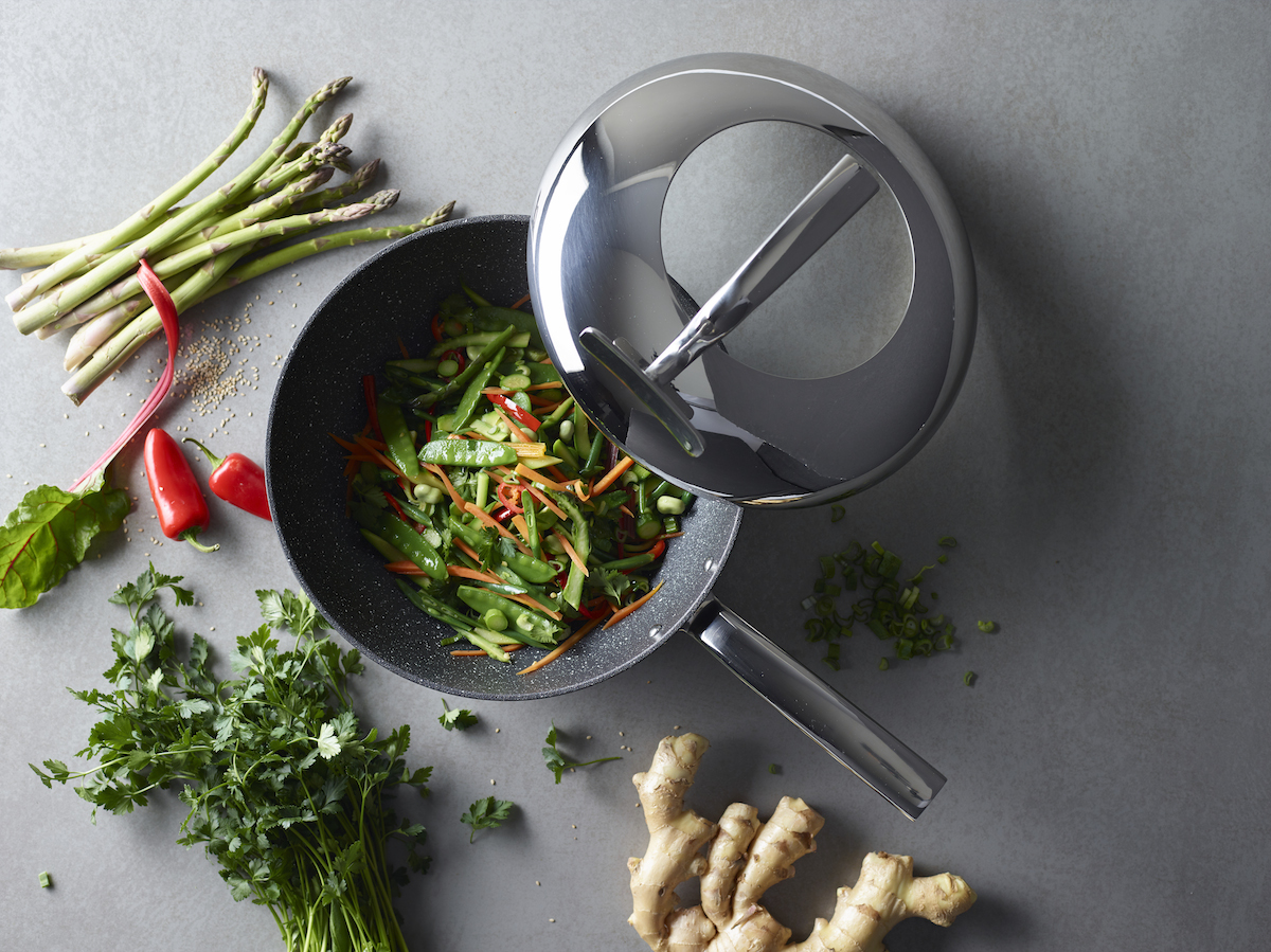 Padella Wok Da 32Cm Con Coperchio In Vetro Idonea Sia Gas Che Induzione